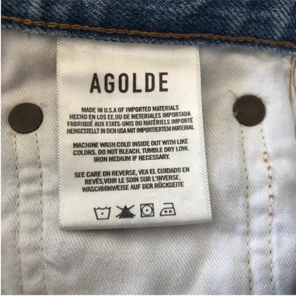 Agolde Riley High Rise Straight Leg Crop Distressed Jeans - Picture 6 of 8